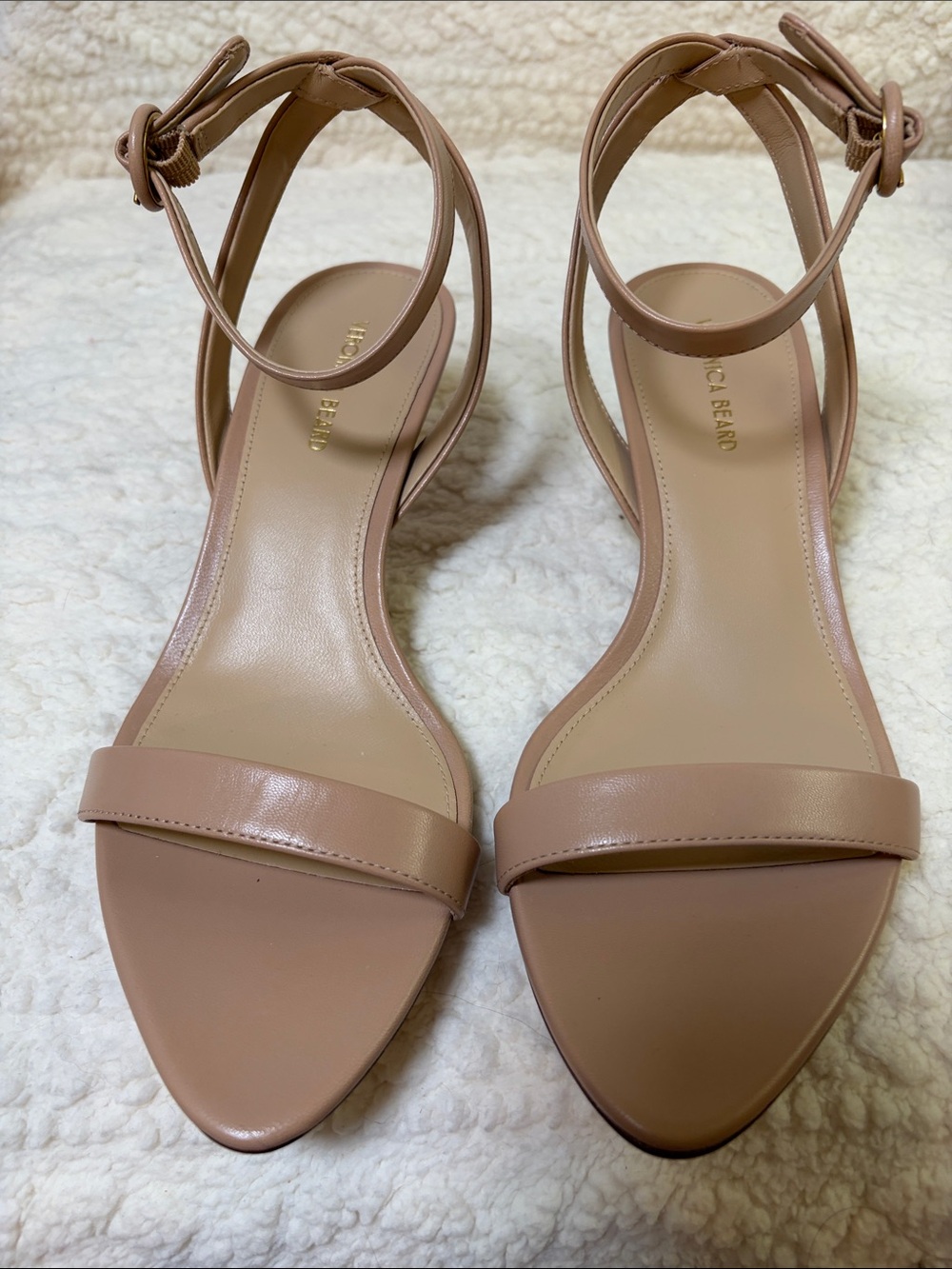 Veronica Beard beige neutral kitten heel open toe ankle strap shoe size 7 - Picture 2 of 7
